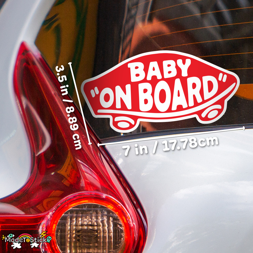 2-Pack Baby On Board Sticker Vinyl Red Skateboard Style Car Window Bumper Laptop gallery