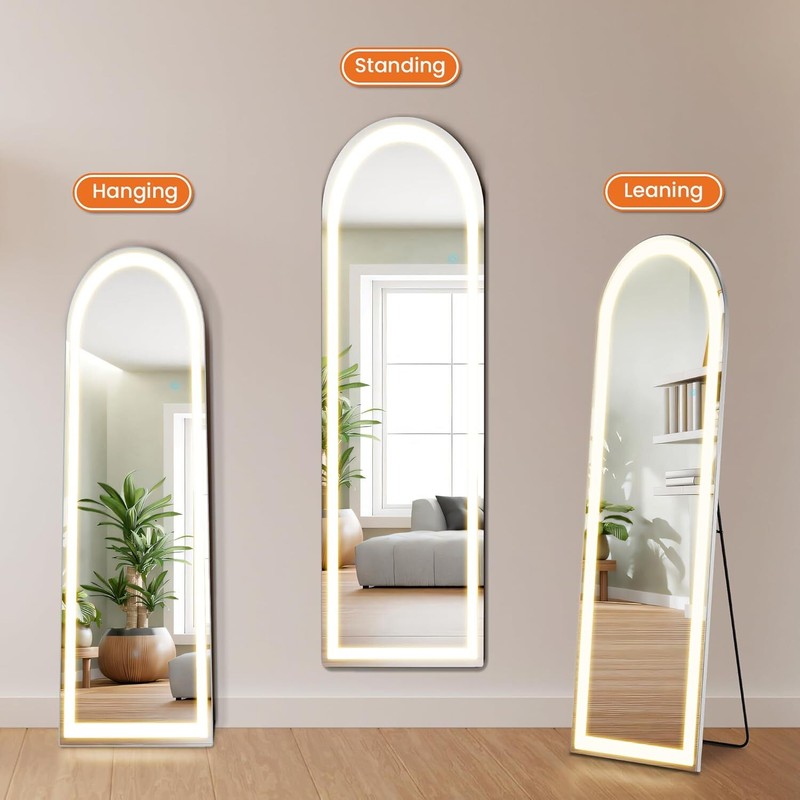 Mirror Full Length Standing Mirror with LED Lights Lighted Floor Standing Mirror gallery