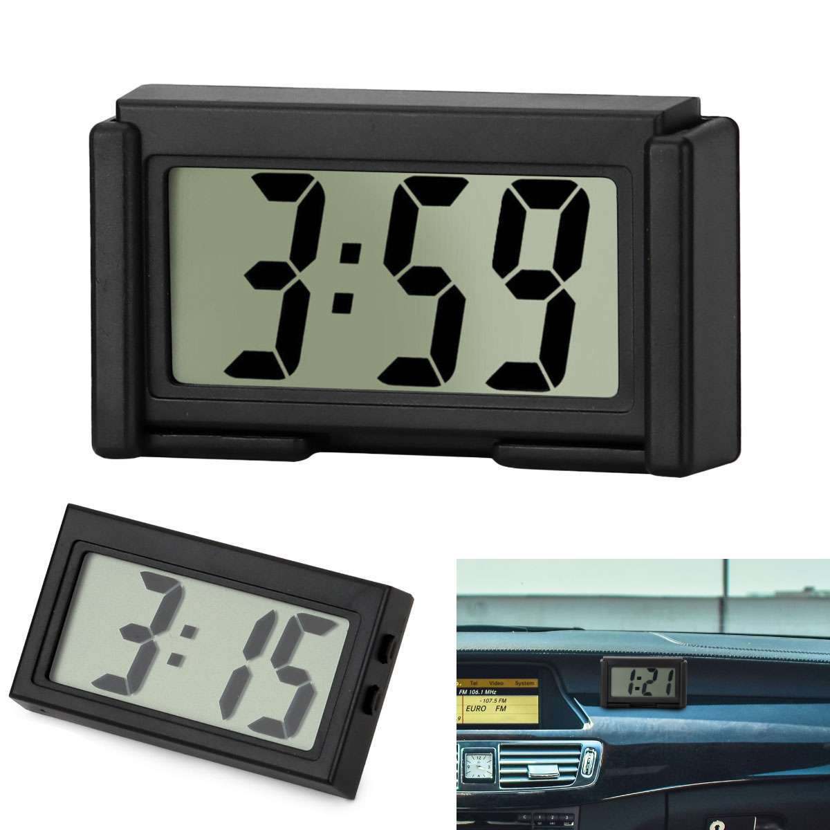 Mini Digital LCD Table Auto Car Dashboard Desk Date Time Calendar Small Clock gallery