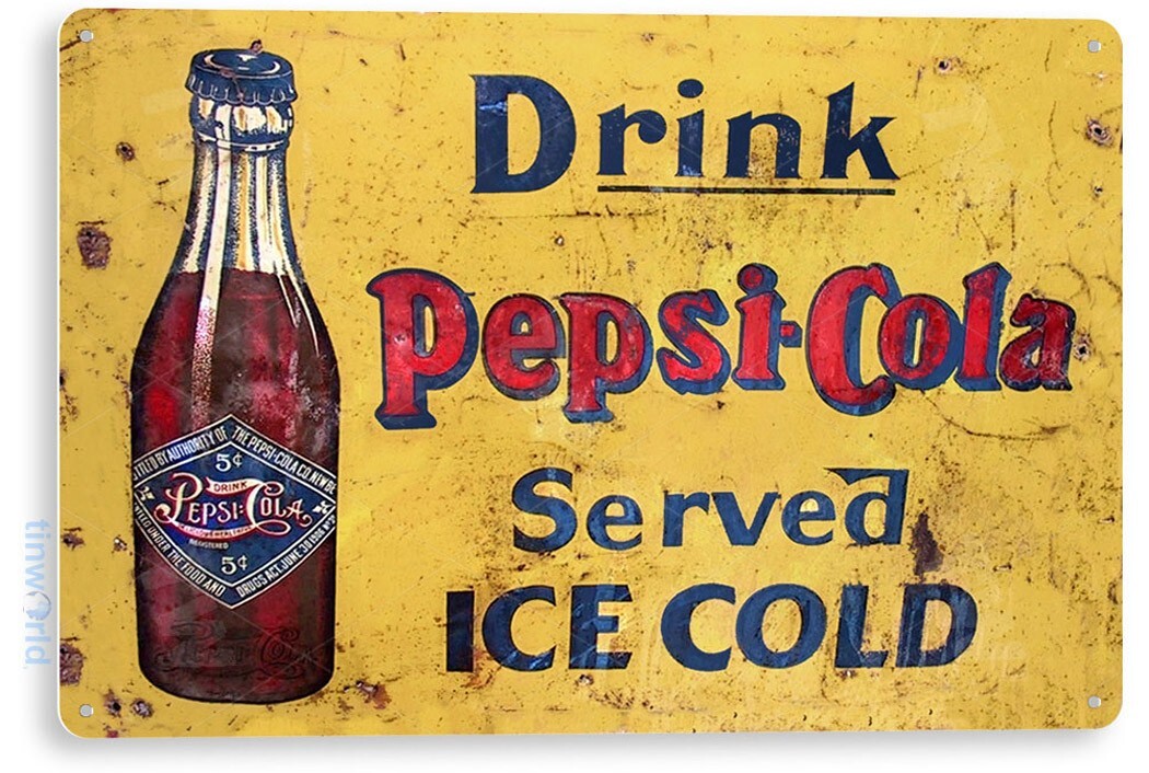 TIN SIGN Pepsi Cola Cold Rustic Retro Soda Sign Kitchen Cottage A141 gallery