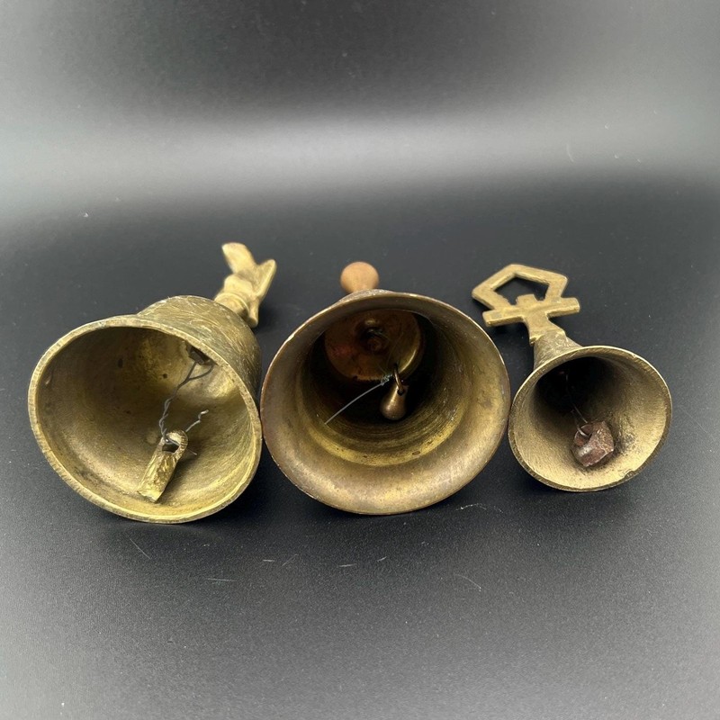 Vintage Brass Bells Etched Design Solid Brass Rustic Desk Decor Set gallery