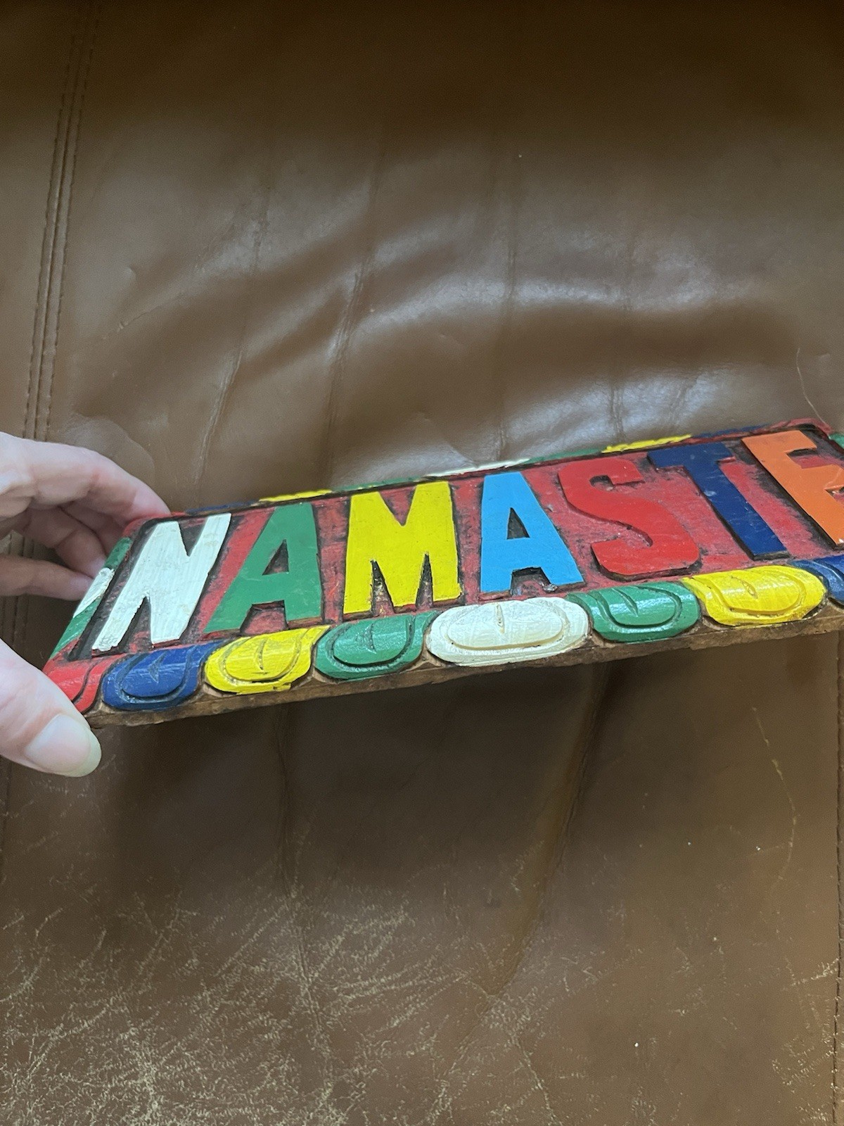 Wooden Multicolor Namaste Wall Sign Plaque, Hanging Wall Mounted, Yoga Decor gallery
