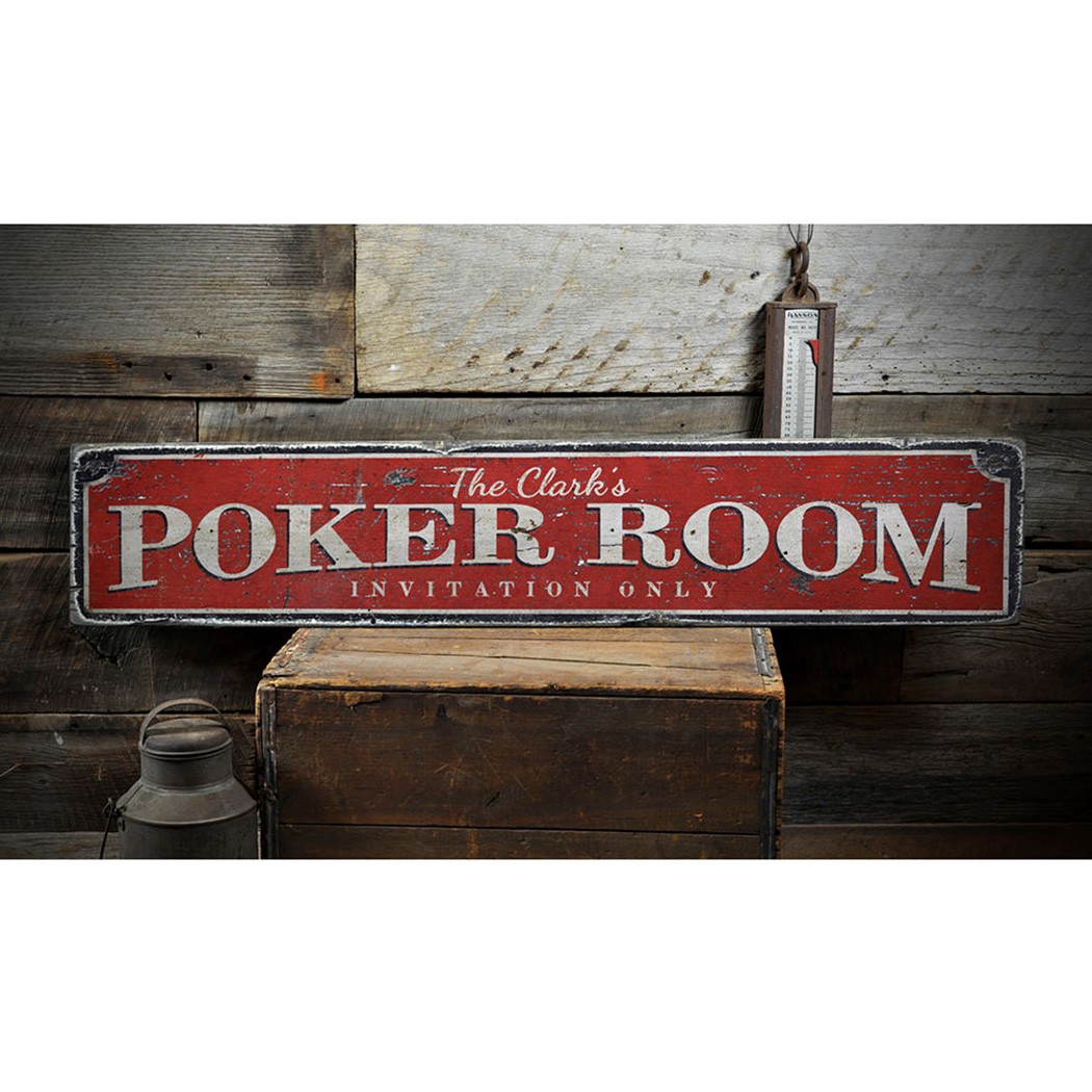 Poker Room, Invitation Only Game Room - Rustic Distressed Wood Sign gallery