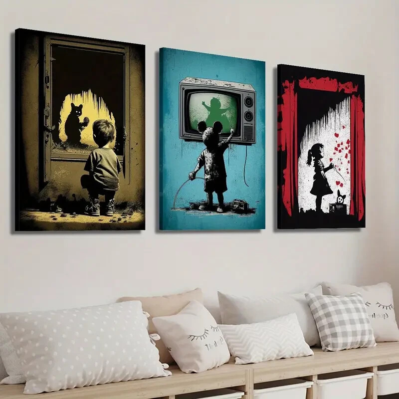 3pcs Boys & Girls Graffiti Style Wall Art Canvas Unframed/Framed gallery