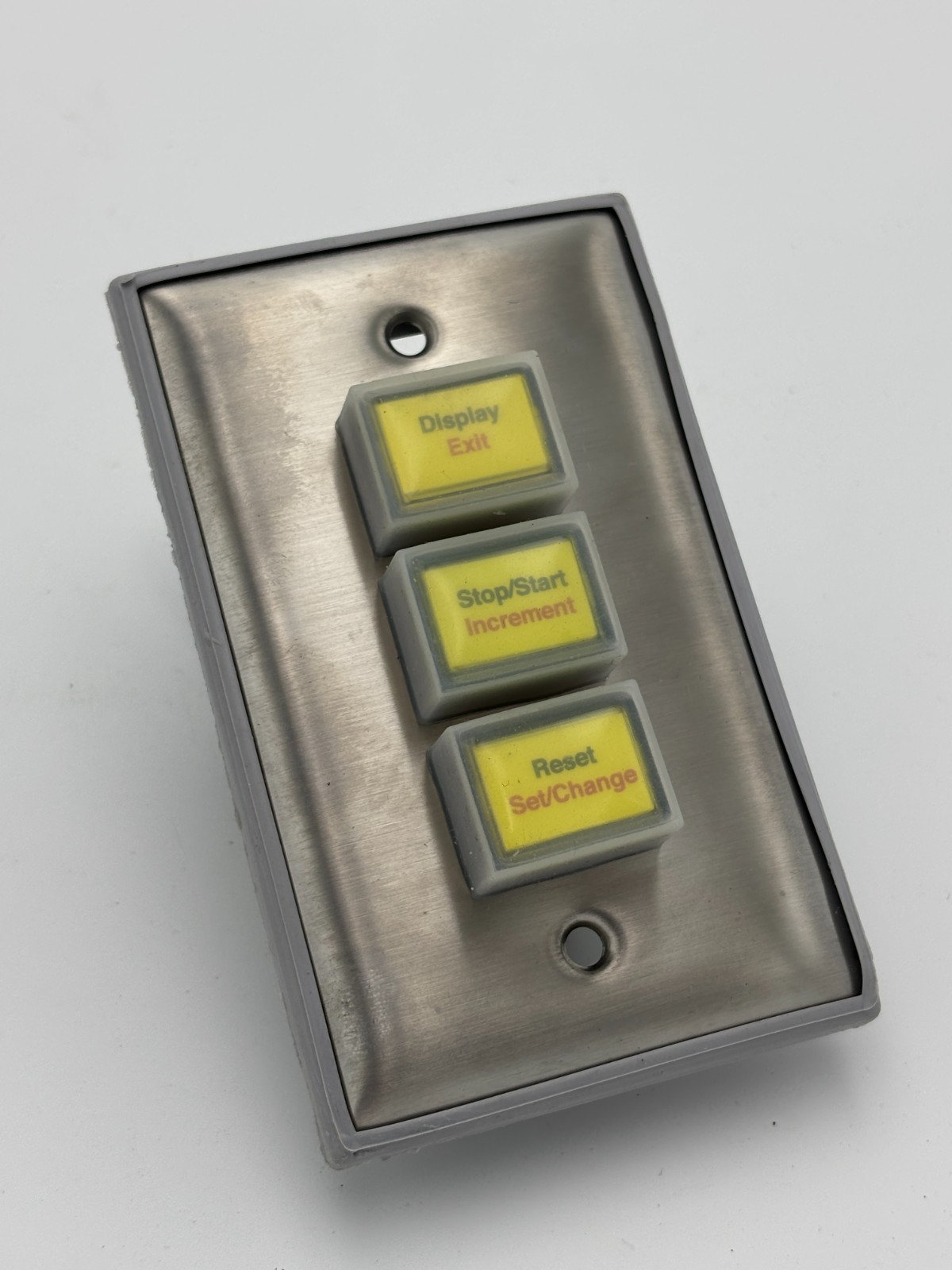 Primex GCB GA13 Elapsed Timer control switch Silver w Yellow Buttons NOS QTY gallery