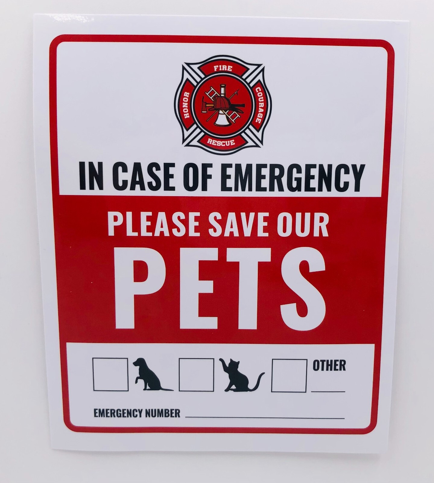 Emergency Pet Saving Sticker Rescue Decal Safety Life Saving Dog Cat 4" x 5" gallery