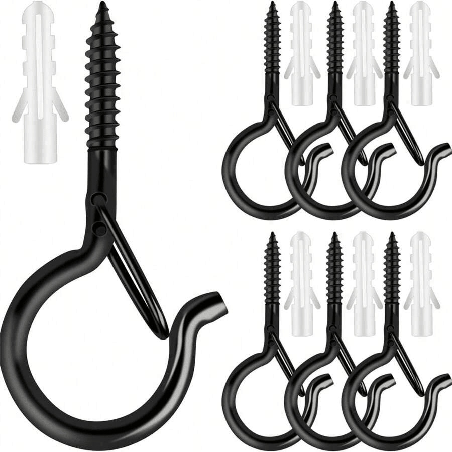 Multicolor Heavy Duty Screw-In Ceiling Hooks With Anchors 20pcs Black gallery