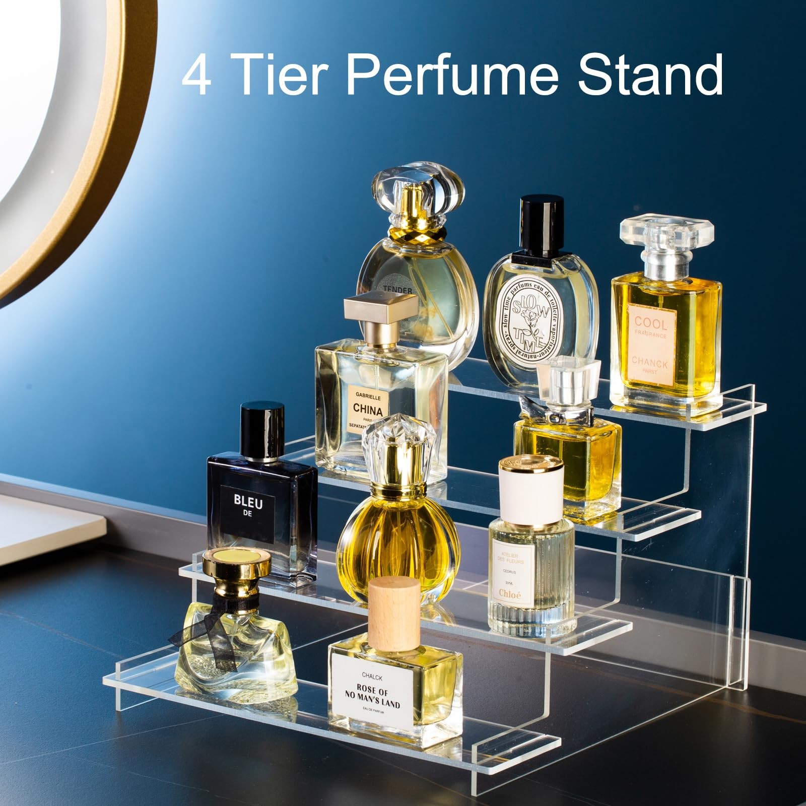 HENABLE 4 Tier Acrylic Display Risers, Perfume Organizer Stand, Transparency gallery