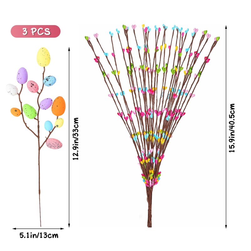 39Pcs Easter Decorations Artificial Easter Spray Vine with Pastel Eggs and Be... gallery