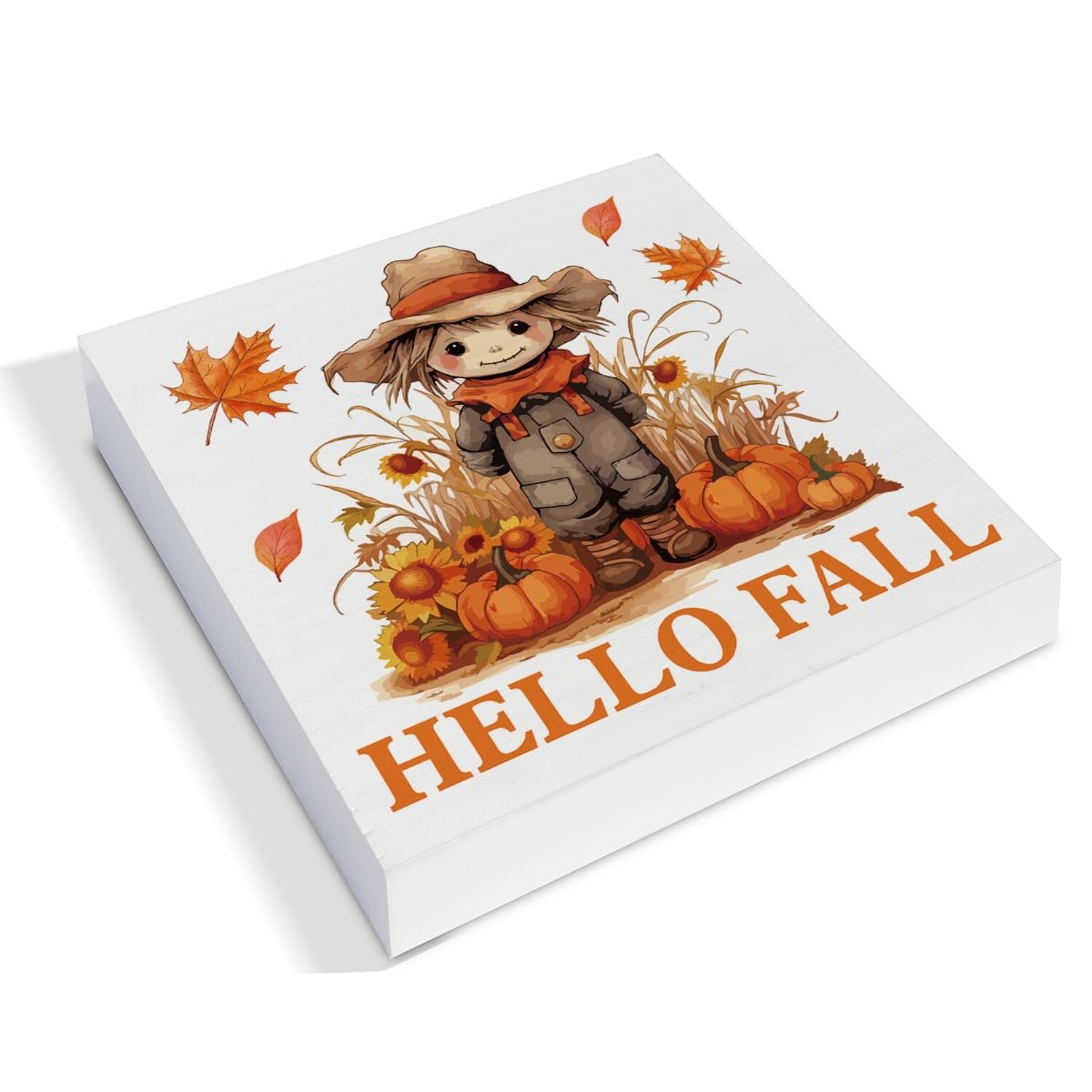 Fall Sign Decor - Pumpkin Scarecrow Decorations Hello Fall Wooden Sign Home S... gallery