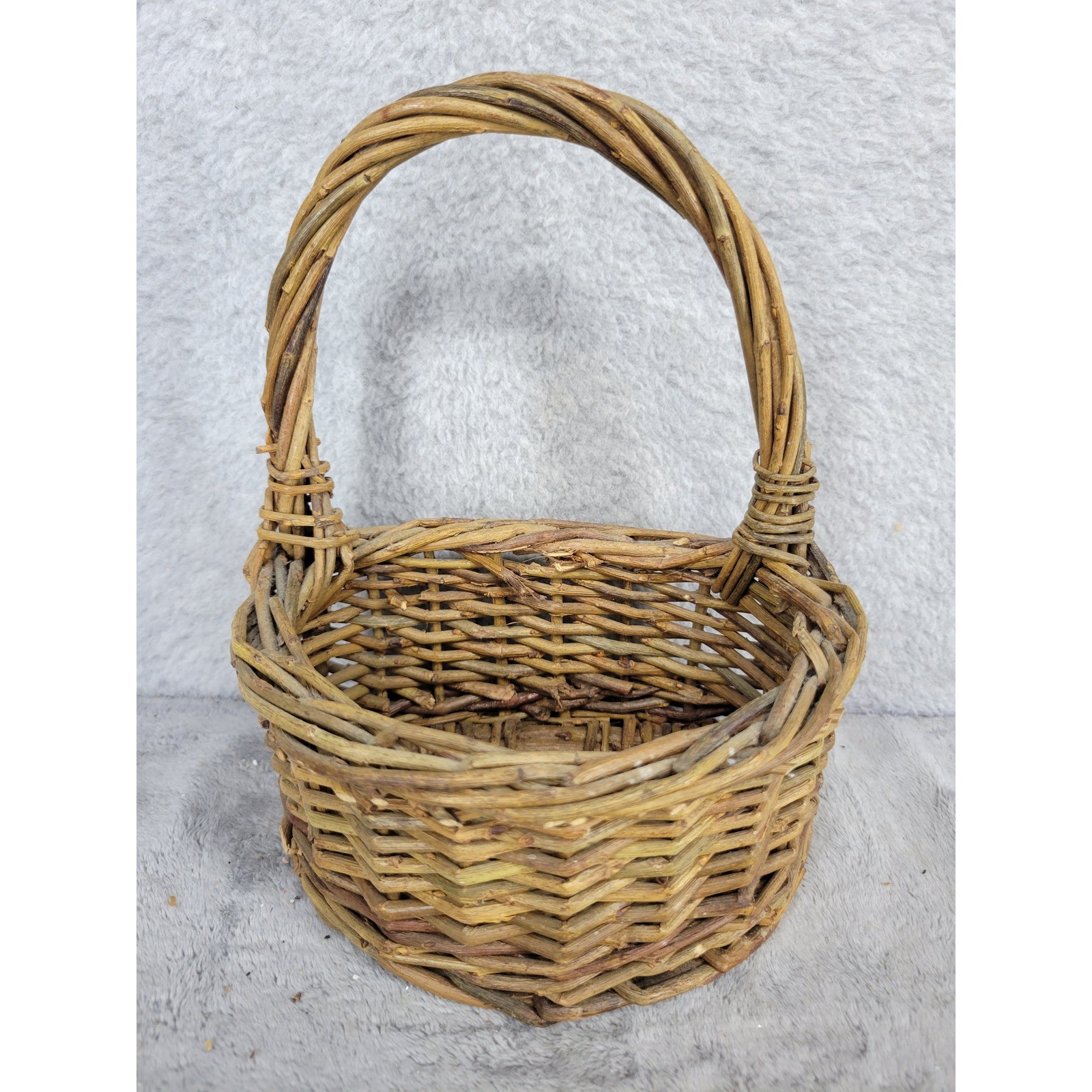 Rustic Wicker Willow Basket Handle Farmhouse Decor Small Planter Pot Holder gallery