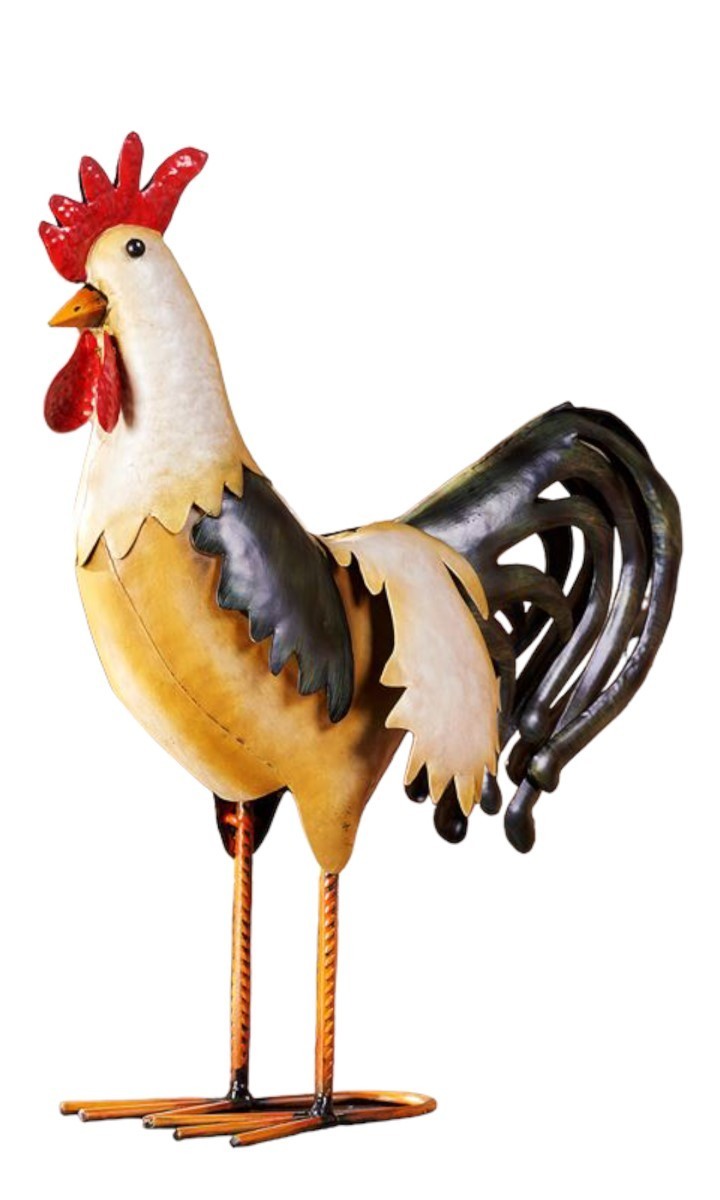 Standing Rooster Statue Metal Farm Life Chickens Garden Kitchen gallery