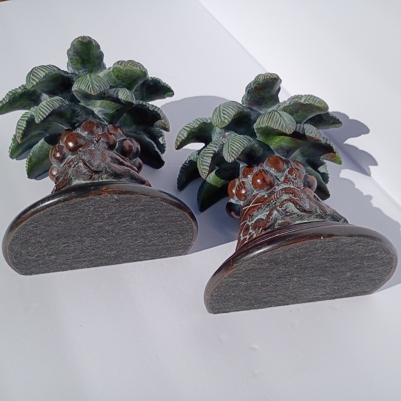 Palm Tree Monkey Bookends Bronze Finish Heavy Resin Tropical Jungle Decor Pair gallery