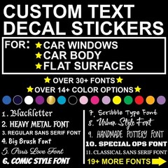 CUSTOM Text Sticker Vinyl Lettering Decal – Personalized Text Decal for Car SUV