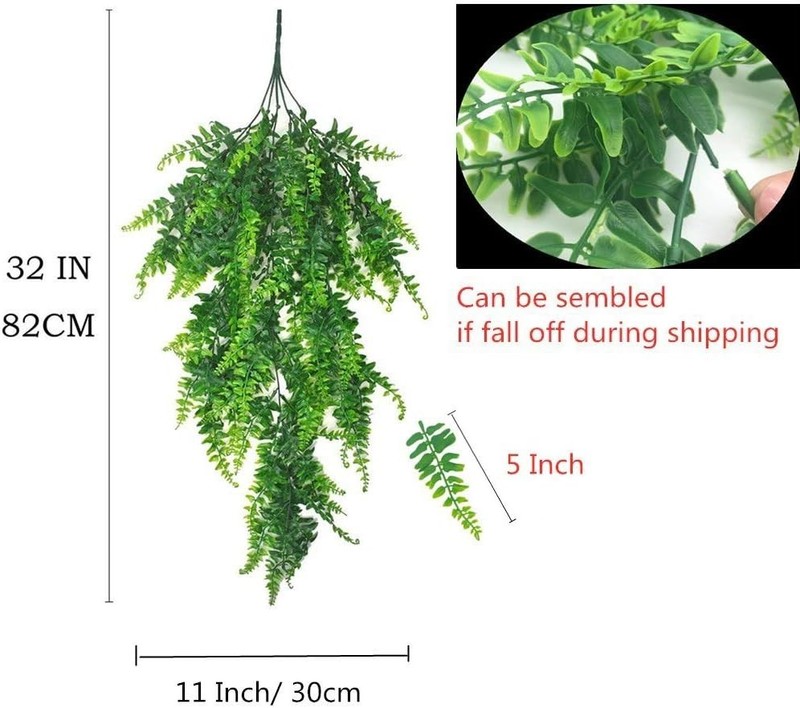 2Pcs UV Resistant Artificial Hanging Ferns - Lifelike Greenery for All Occasions gallery