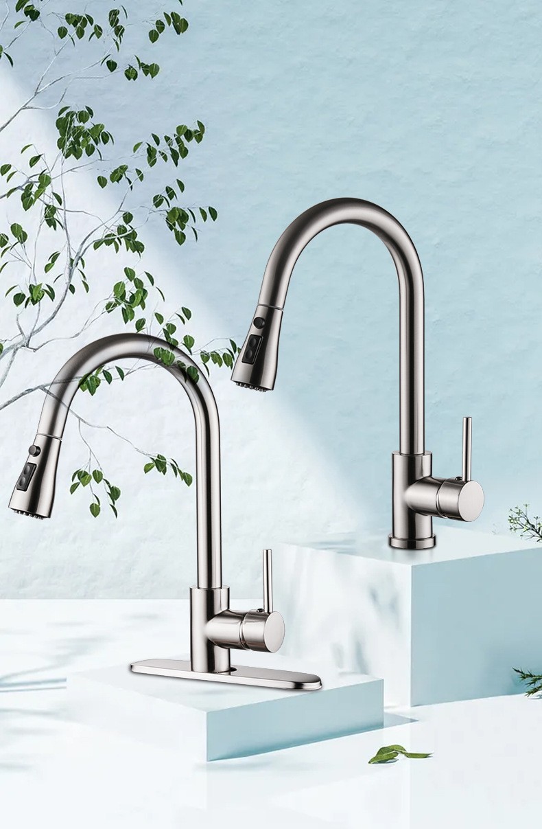Pull-out Hot And Cold Household Kitchen And Dishwashing Brushed Copper Sink Fauc gallery