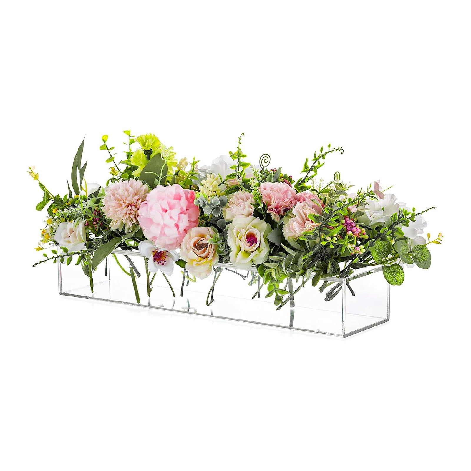 Rectangular Acrylic Vases for Centerpieces, 16 Inches Long Floral Vase with Hole gallery