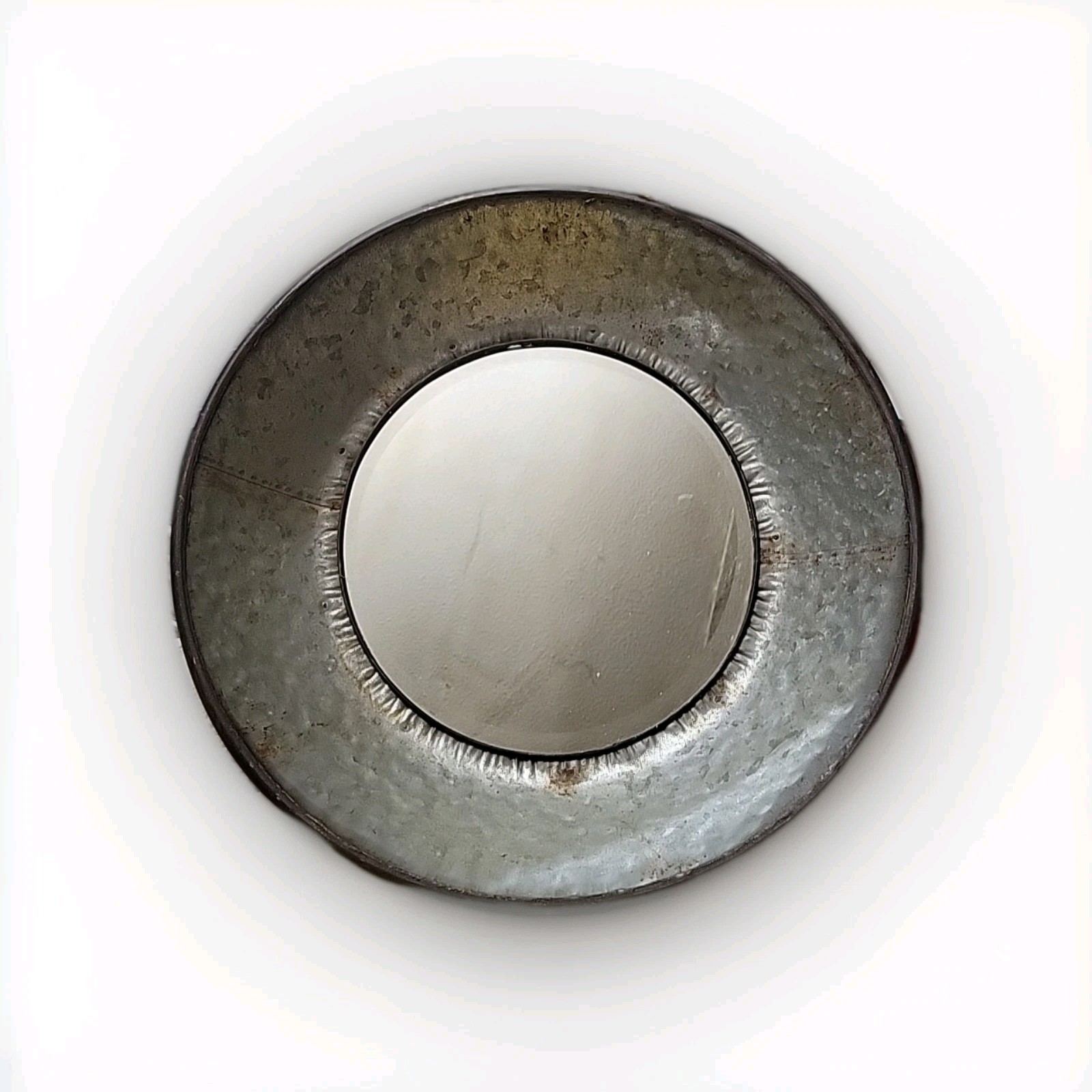 Galvanized Rustic Look Round Mirror KM120119 Natural Home 19x19 In gallery