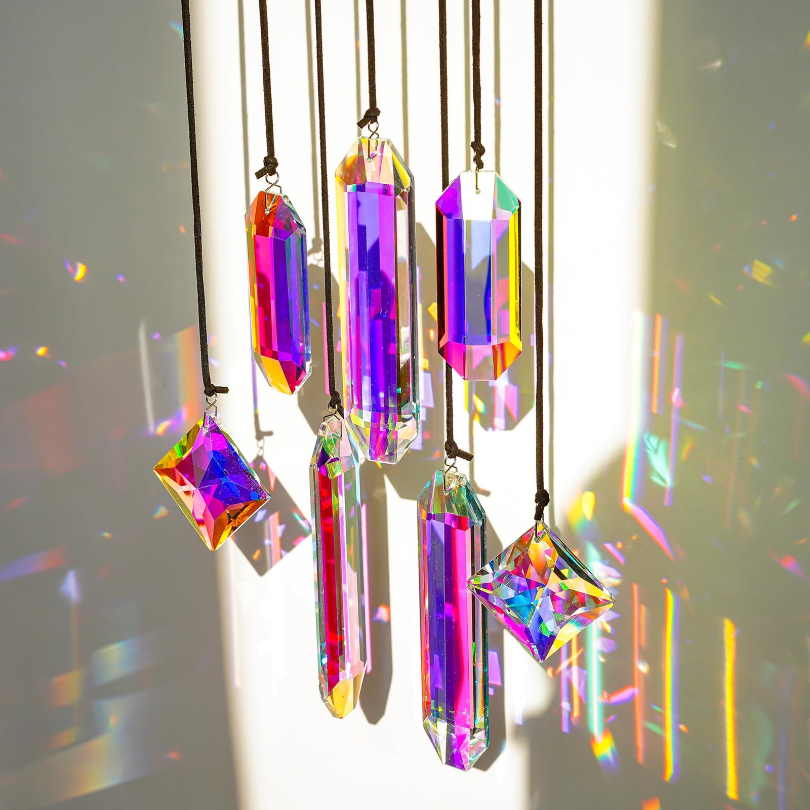 HDCRYSTALGIFTS Set 7 Crystal Sun Catcher Prisms, AB Colored Suncatcher Crysta... gallery