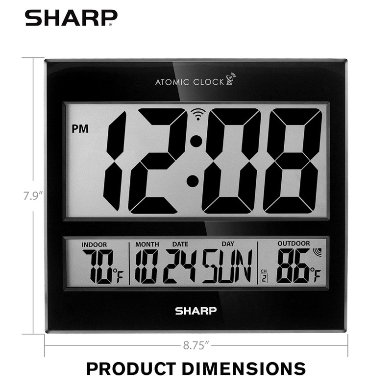 Sharp Atomic Clock – Never Needs Setting, Jumbo 3” Easy-Read Display, Indoor & O gallery