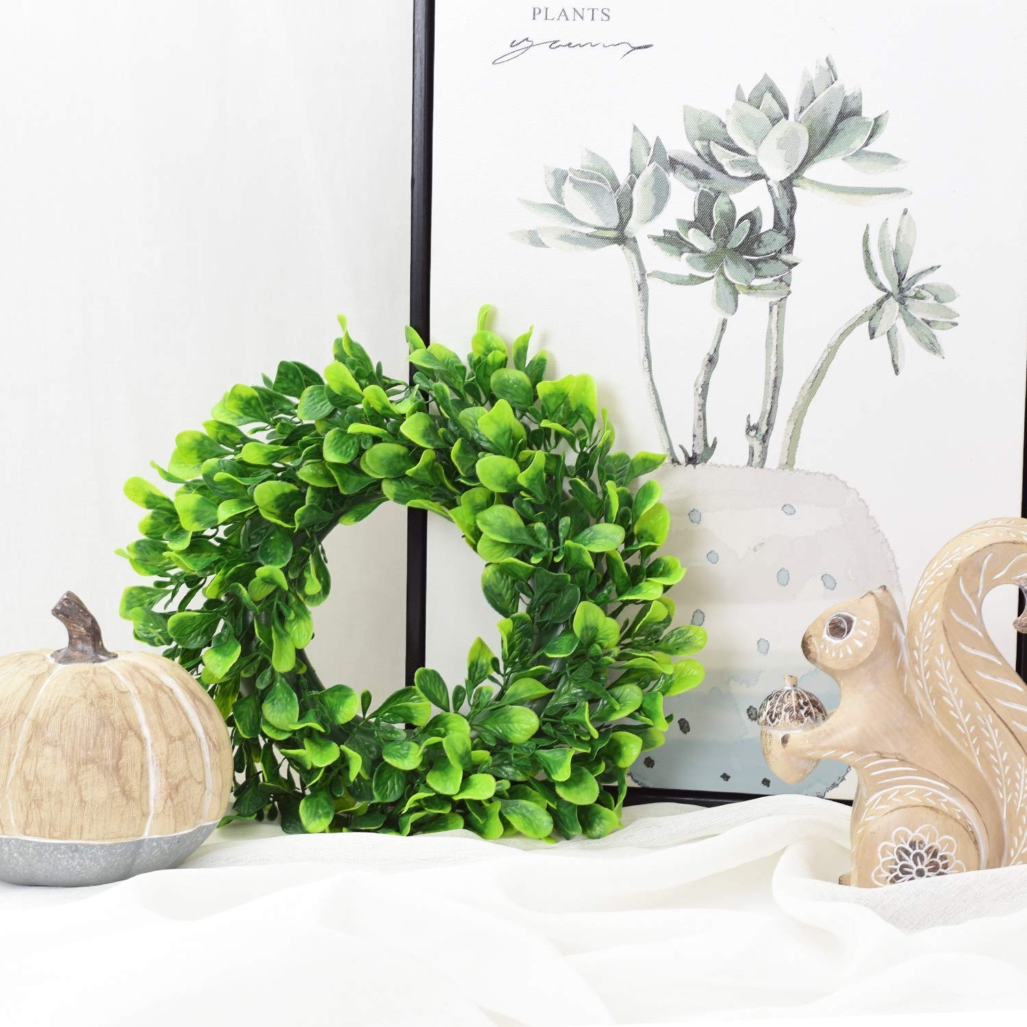 Mini Boxwood Wreath, 10 Inch Artificial Greenery, Home Decor, Green gallery