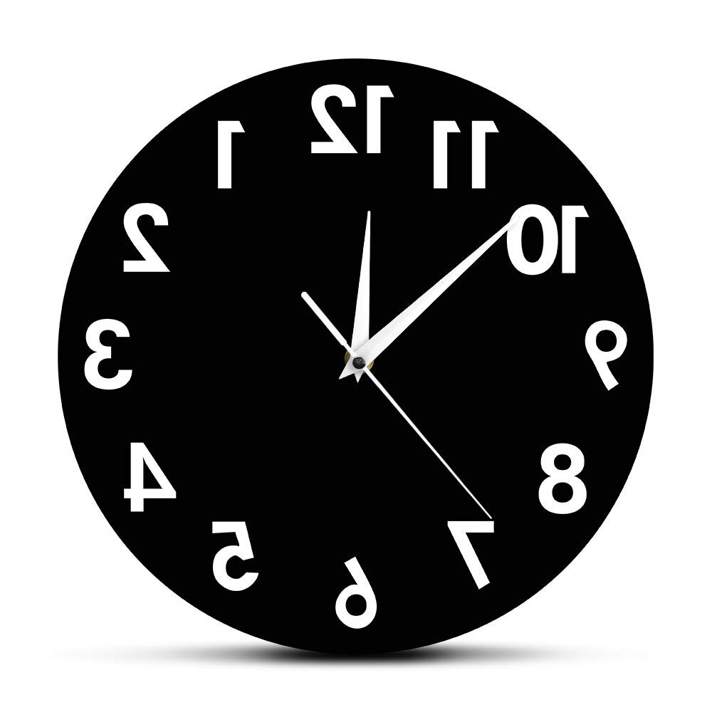 The Geeky Days Reverse Wall Clock 12 inch Unusual Numbers Backwards Modern De... gallery