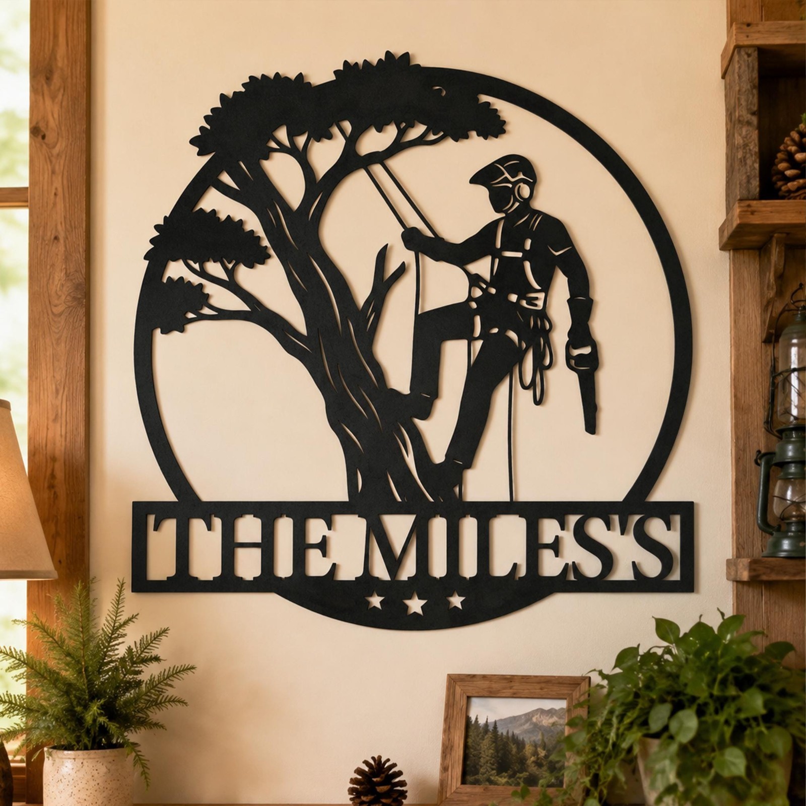 Personalized Tree Climber Silhouette Metal Wall Decor, Outdoor Wall Decor gallery