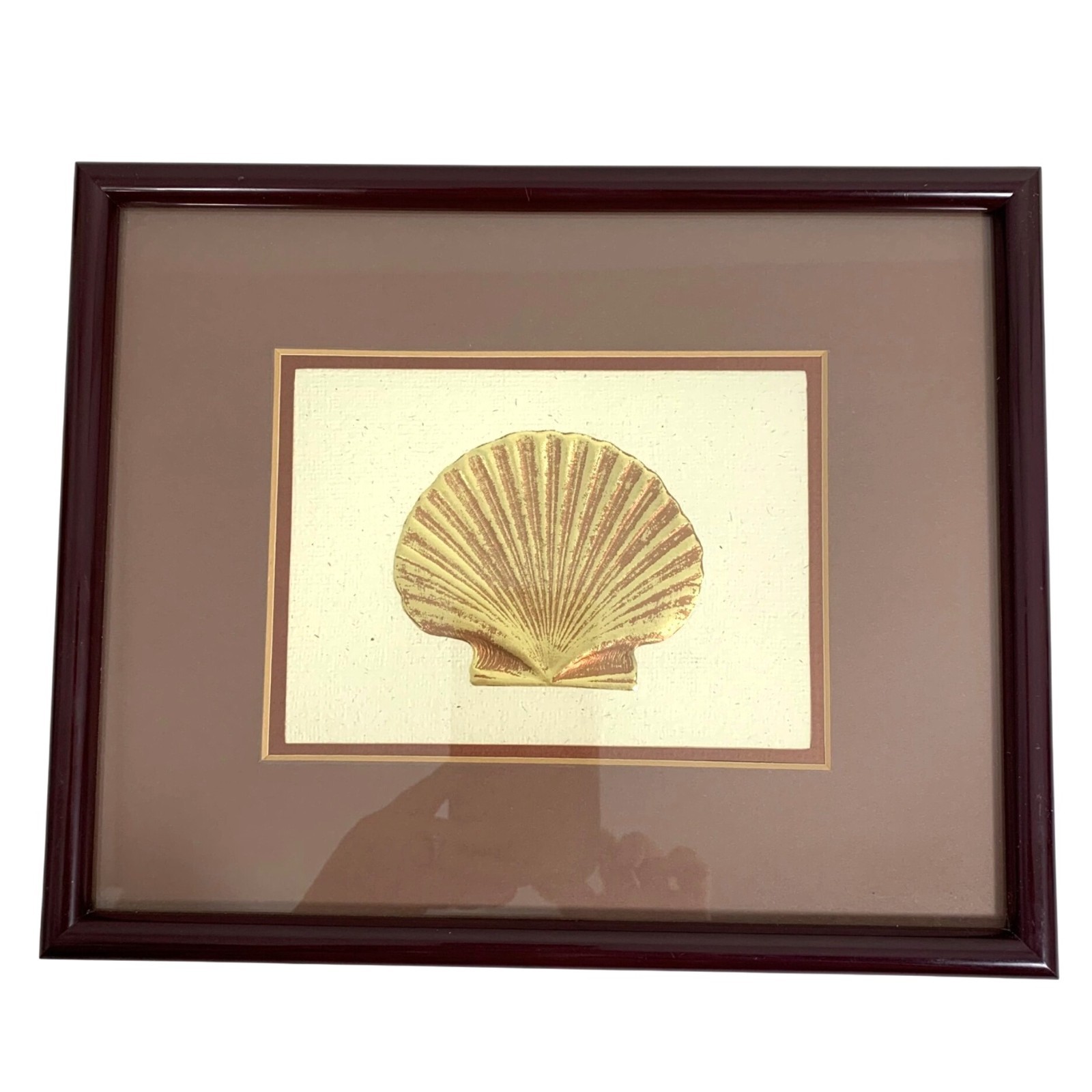 Embossed Copper Gold Seashell Scallop Shell Framed Matted From Figi Giftware gallery