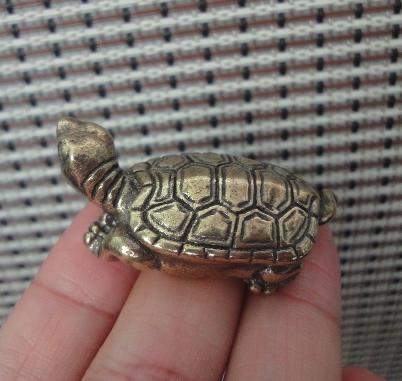 Solid Brass Turtle Decorative Figurine Small Animal Bronze Color Statue gallery