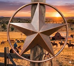 38″ LONE STAR SOLID RING WALL DECOR 3D WESTERN HOME DECOR BRONZE EH10030