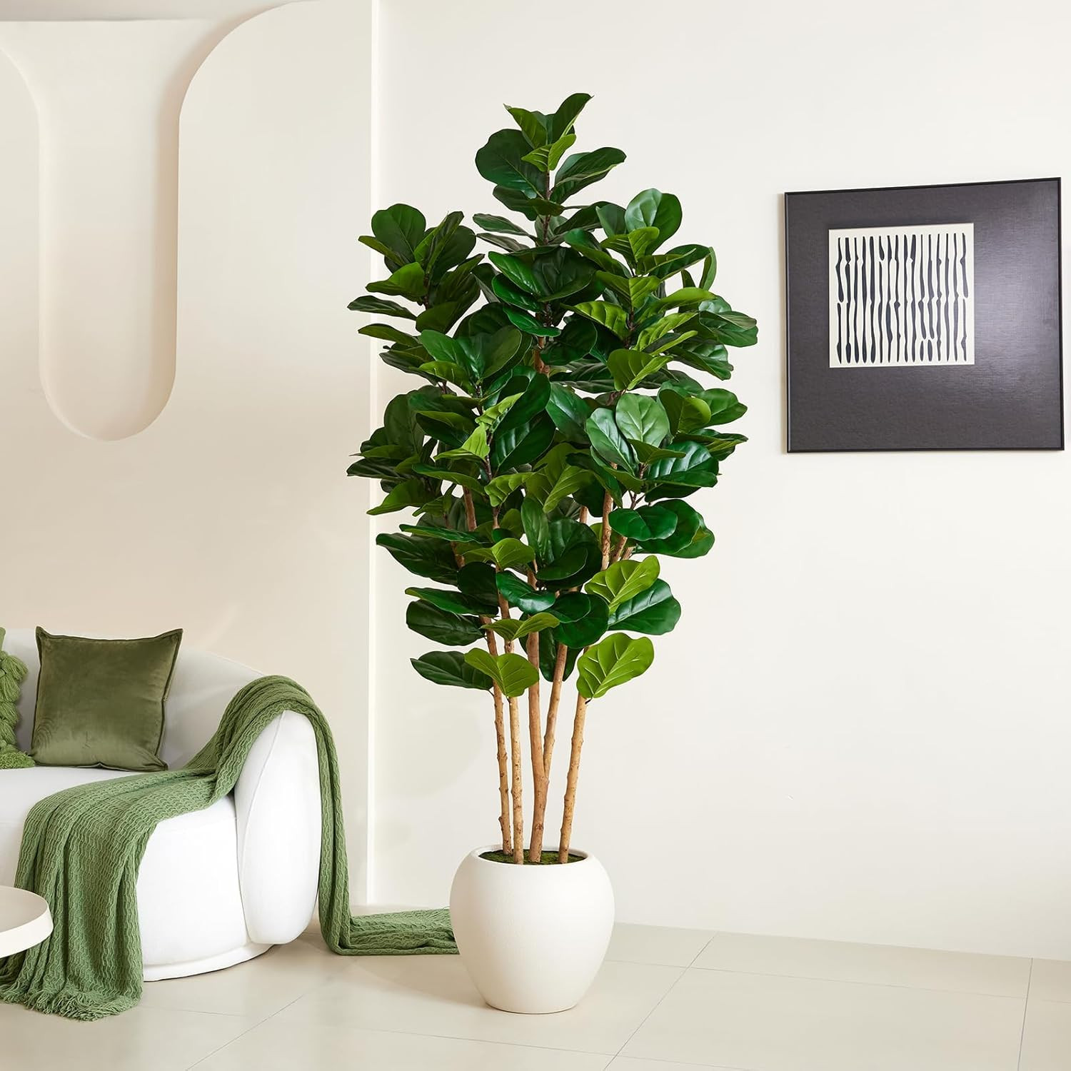 7FT Artificial Fiddle Leaf Fig Tree with White Planter for Home Decor gallery