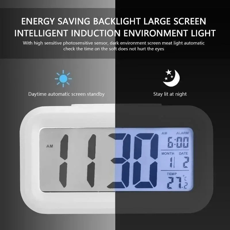 LED Digital Alarm Clock Snooze Backlight Calendar Time Display Table Desktop gallery
