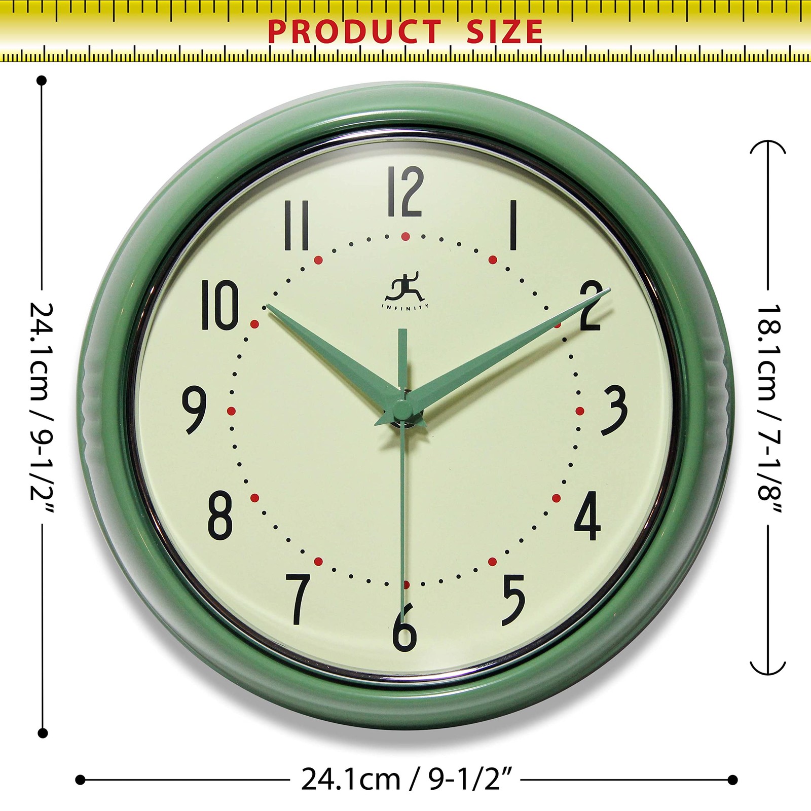 Infinity Instruments LTD. Retro 9 inch Silent Sweep 9.5 Inch, Green gallery
