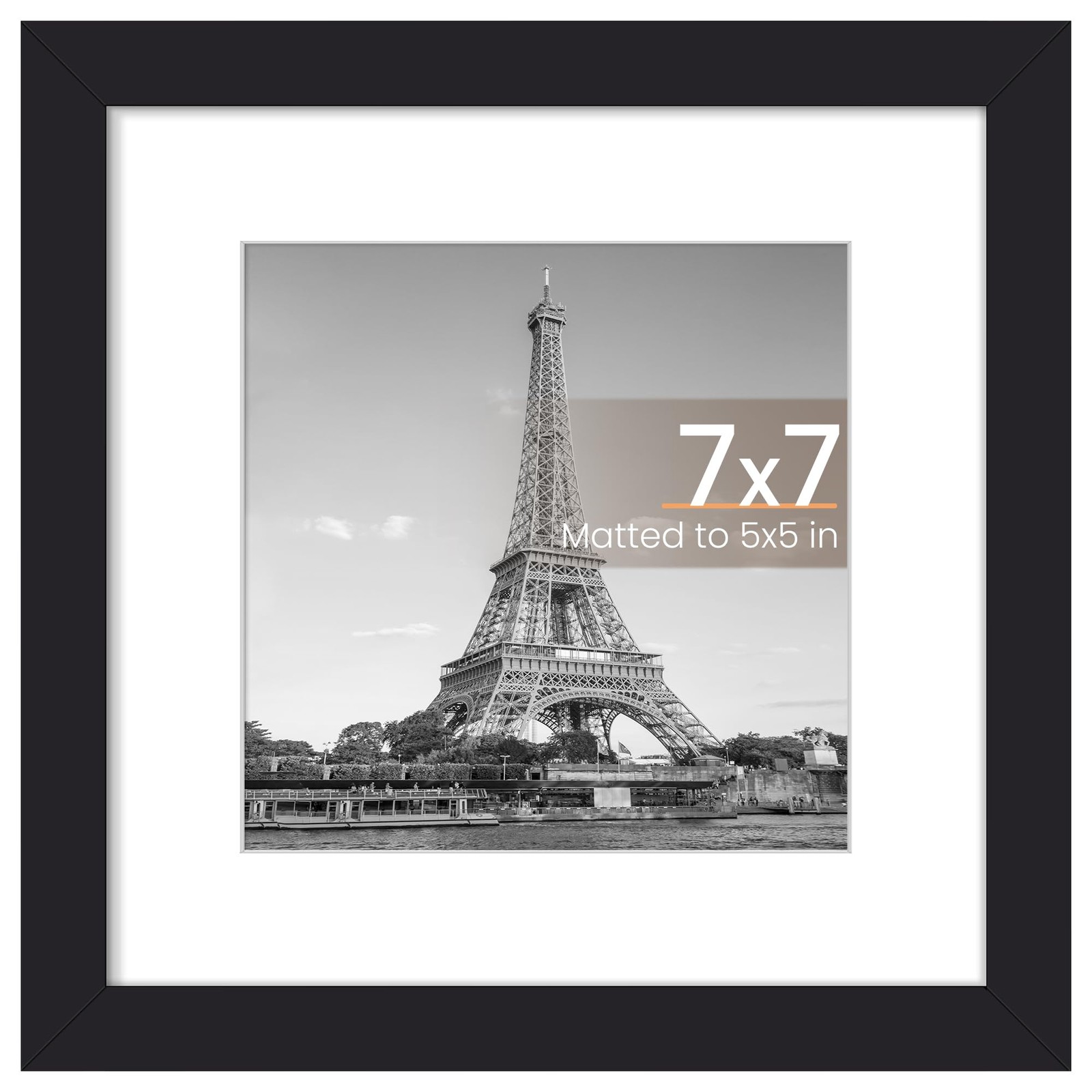upsimples 7x7 Picture Frame, Display Pictures 5x5 with Mat or 7x7 Without, Wa... gallery