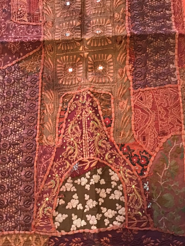 Vintage Kantha Patchwork Table Runner Wall Hanging 18x33 Boho Embroidered Red gallery