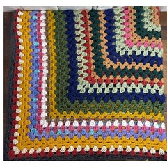 Handmade Crochet Granny Square Throw Blanket Afghan Warm Earthy Tones 54 x 56″