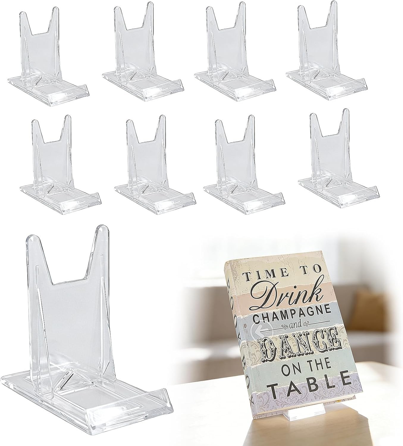 8 Pack Acrylic Book Stand Adjustable Clear Display Easel Magazine Comic Book CD gallery