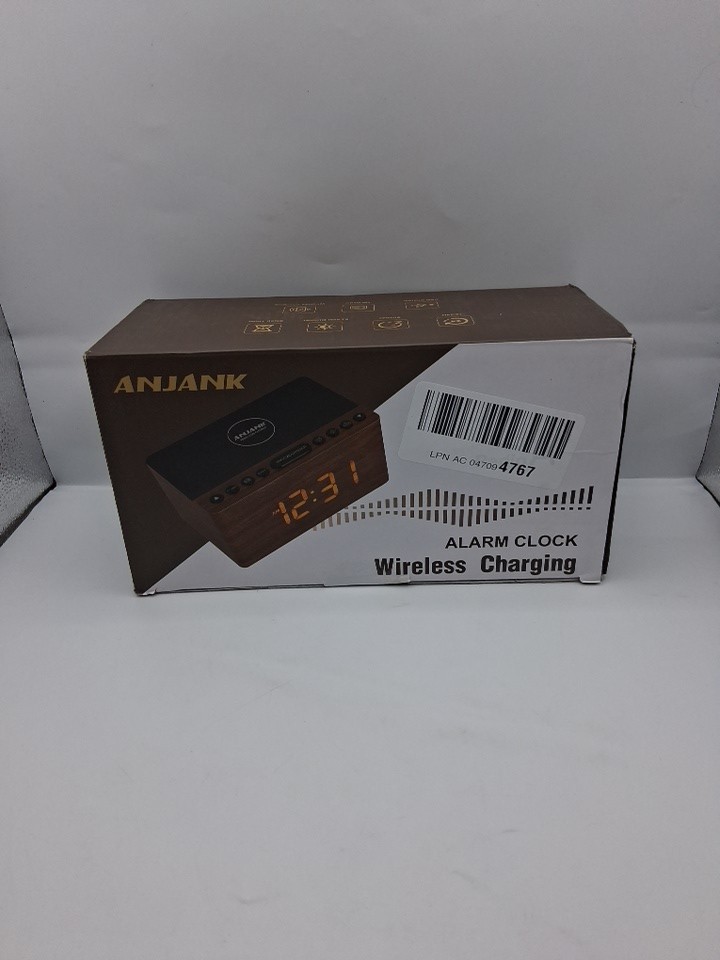 Anjank Bluetooth Radio Alarm Clock Wireless Charging AC190 Wooden Bedside Clock gallery