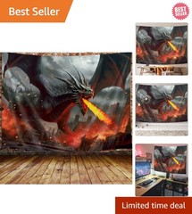 Versatile Polyester Tapestry with Medieval Dragon Theme – Multiple Sizes
