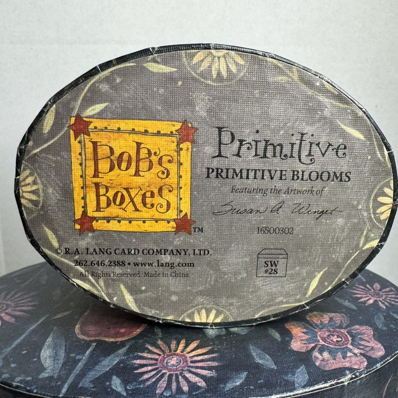 Bob’s Boxes 2 PRIMITIVE BLOOMS Stacking LANG Folk Art Box Susan A. Winget Oval gallery
