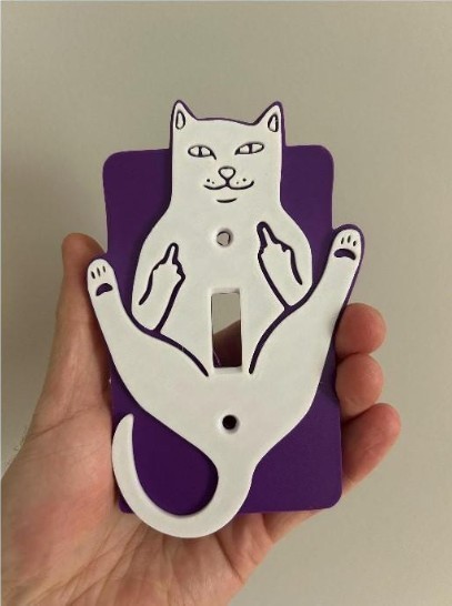 Funny Cat Middle Finger Light Switch Cover Gag Gift Unique Home Idea Cat Lover gallery