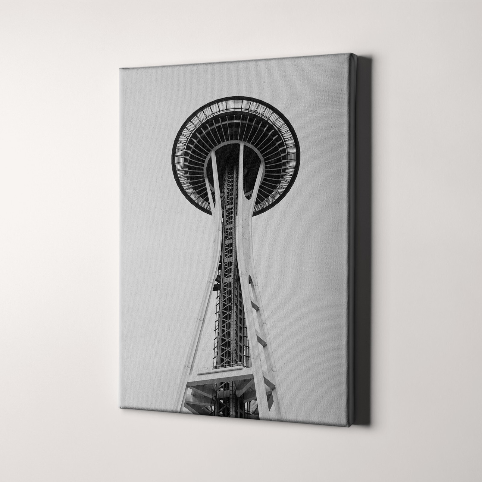 Seattle Space Needle Tower Washington Black and White City Canvas Wall Art Print gallery