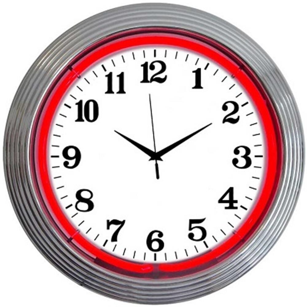 White Numeric Clock Face Red Neon Wall Clock 15" Diameter 8CHRCR Neonetics gallery