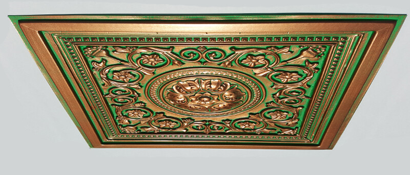 Grid System, 24" x 24", PVC, Ceiling Tiles, MAJESTY Copper Emerald 90 PIECES! gallery
