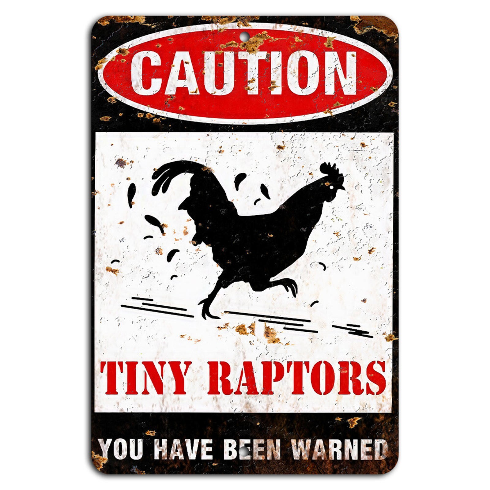 Rustic Warning Sign BanginPrints Aluminum 8x12 Funny Dinosaur Decor gallery
