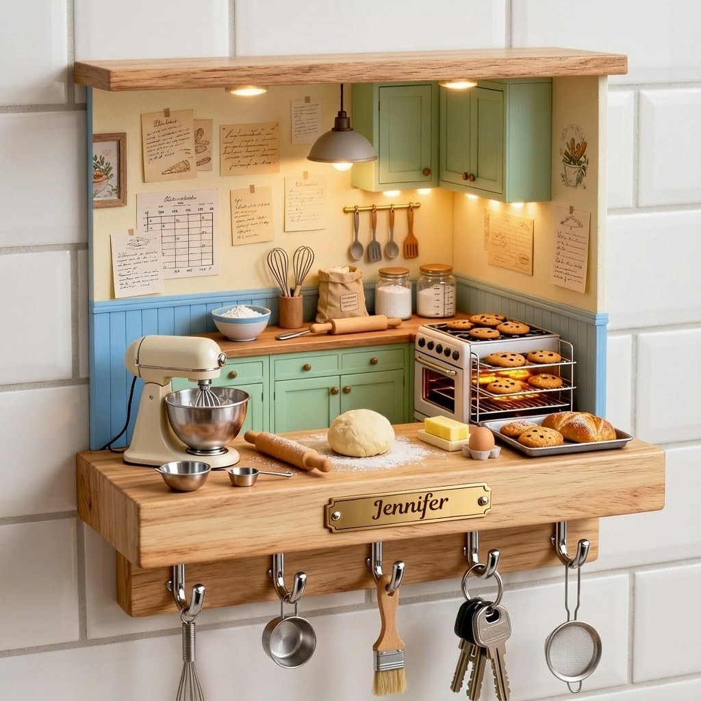 Personalized Baking Kitchen Key Holder, Custom Name Wall Hooks Home Decor Gift gallery