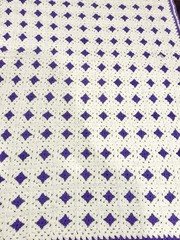 Handmade Crochet Granny Square Blanket Purple White 65×45 Throw Afghan