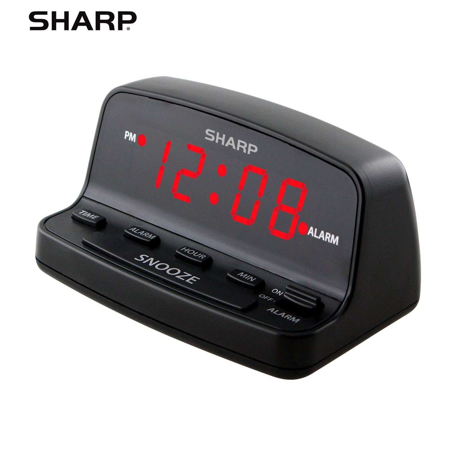 Digital Alarm Clock by Sharp Loud Alarm Snooze LED Display Black with Controls gallery