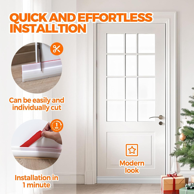Premium Door Draft Stopper - Insulator & Noise Blocker, White Adhesive Strips gallery