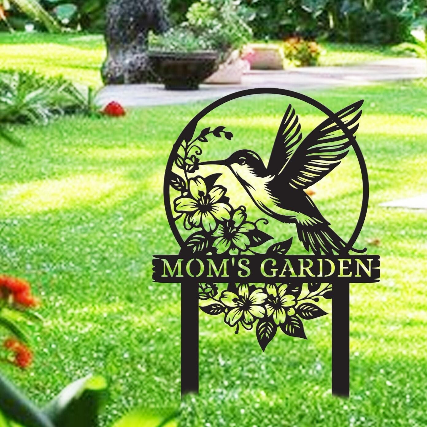 Custom Hummingbird Garden Sign, Personalized Garden Name Decor Gift gallery
